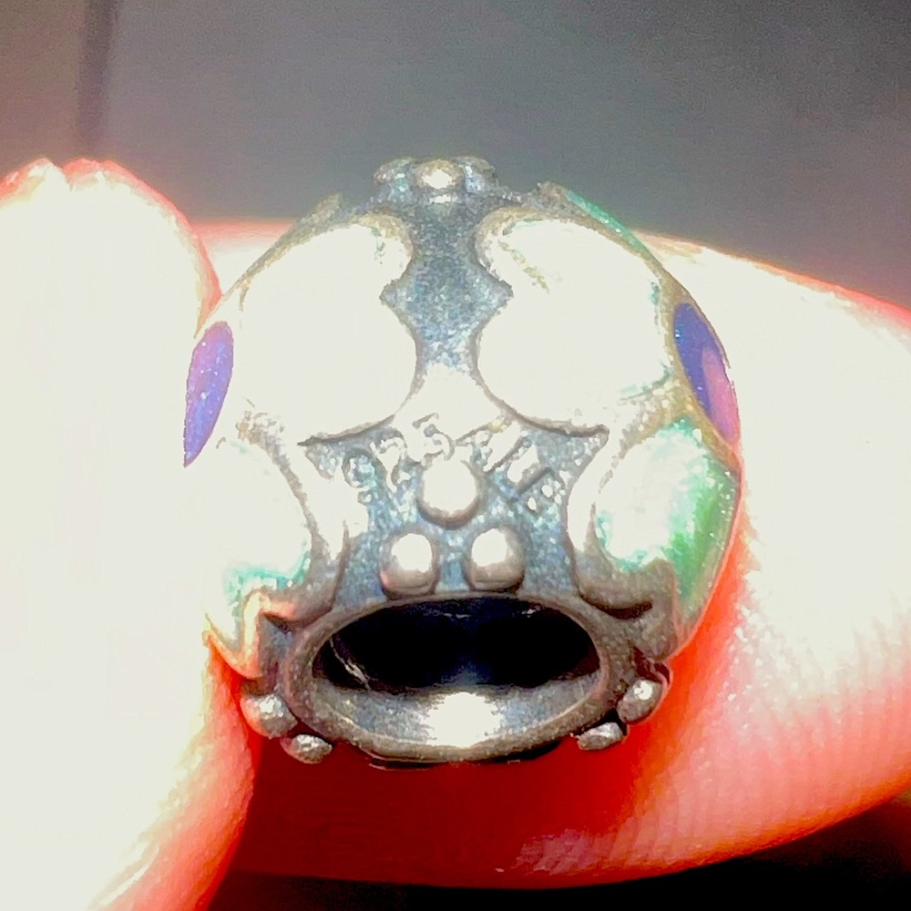 Pandora Green Blue Enamel Flower Charm - Picture 2 of 2
